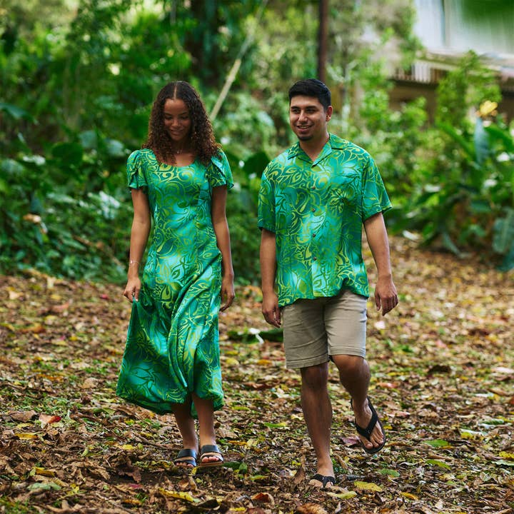 Hilo Hattie - Wholesale Button Down Shirt - Men's - Tribal Tiare Aloha Shirt19