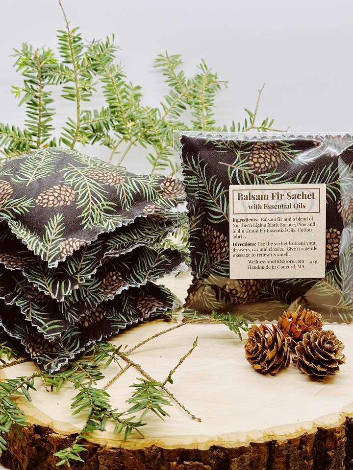 Balsam Fir Sachet Infused with Essential Oils- Evergreen BL for wholesale by Wellness & Oils