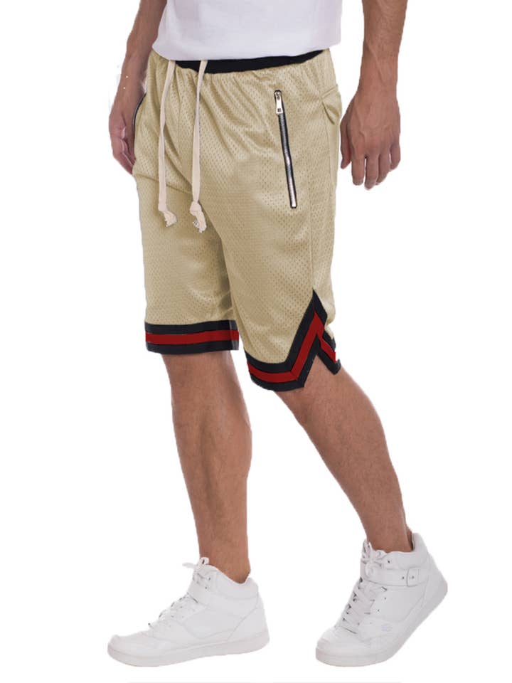 WEIV - Wholesale Athletic Shorts - Men's - Mesh Solid Striped Waist Basketball Shorts11