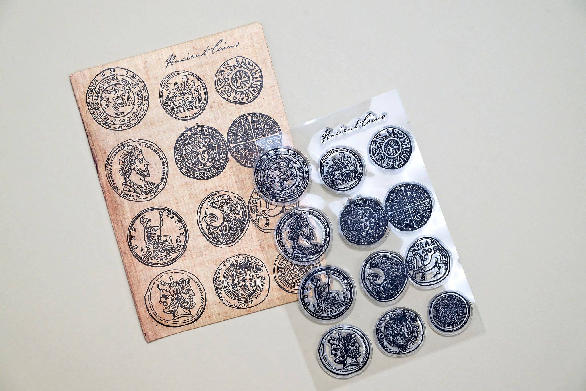 CoraCreaCrafts - Wholesale Rubber/Decorative Stamp - Ancient Coins Clear Stamp1