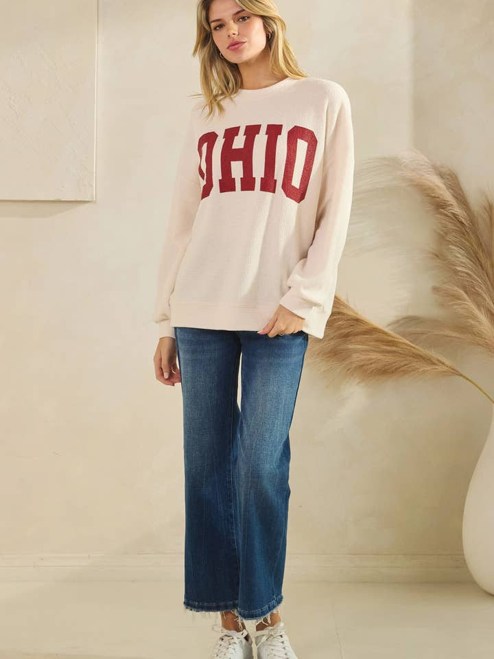 Tres Bien, Inc - Wholesale Graphic Sweatshirt - Women's - T-42121-CLOUDY KNIT OHIO GRAPHIC SWEATSHIRT2