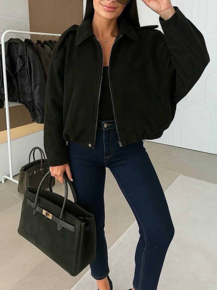 ESTEE BROWN - Wholesale Bomber Jacket - Women's - Oversized suede jacket with lining - 26171