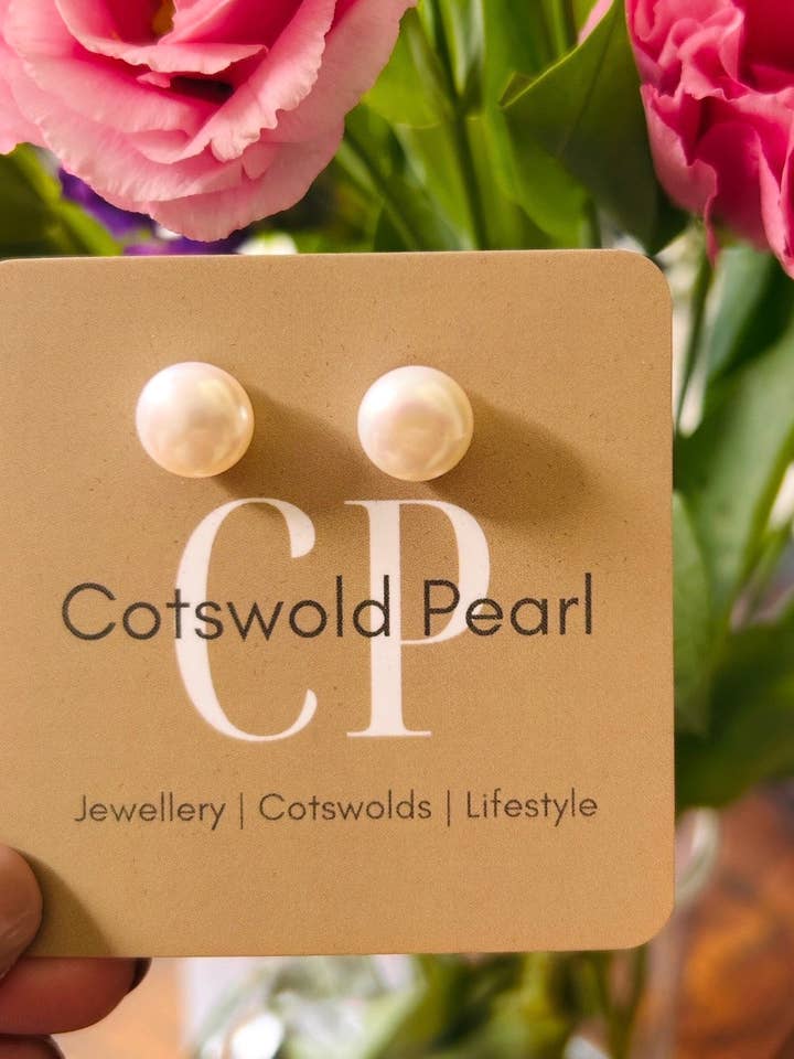 Freshwater 10mm Button Pearl Stud Earrings for wholesale by Cotswold Pearl
