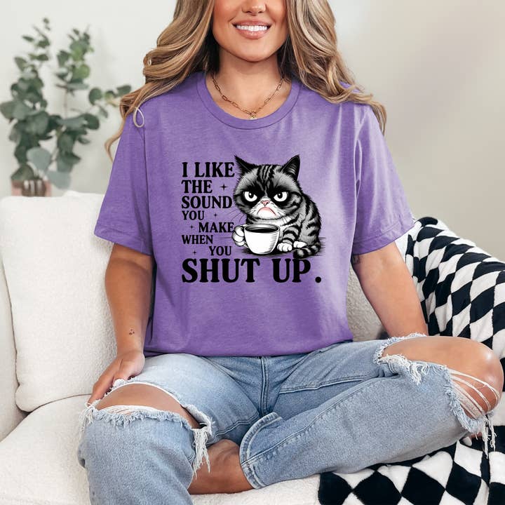 Cat Shut Up Graphic Tee for wholesale by Ink Attic Wholesale