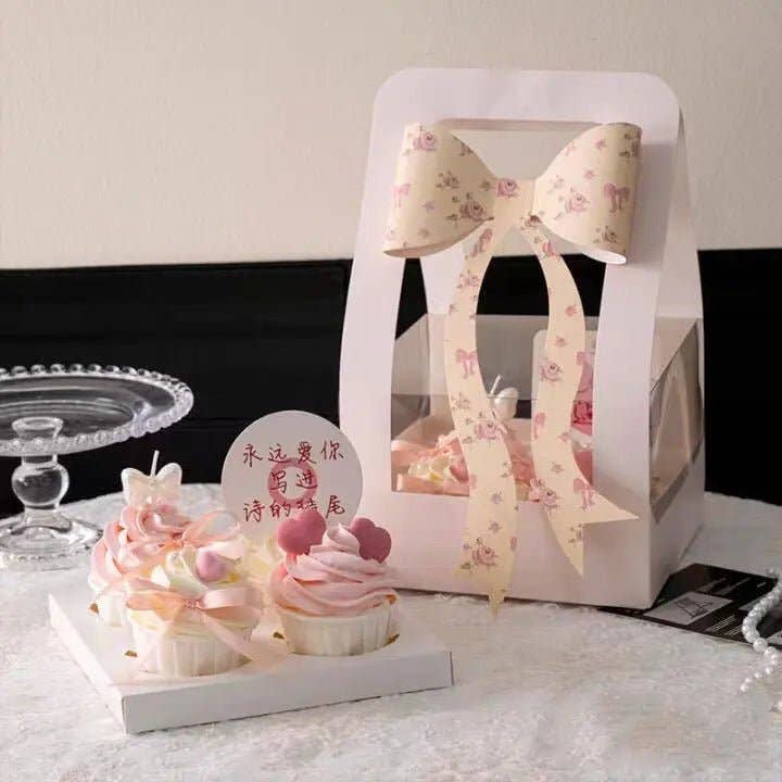 Elegant Design Supply - Wholesale Gift Box - Cute Cupcake Box with Handle and Ribbon (5 pcs/set)2