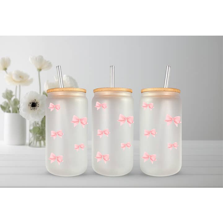 Pink Bows Glass for wholesale by The Inspiration Haven