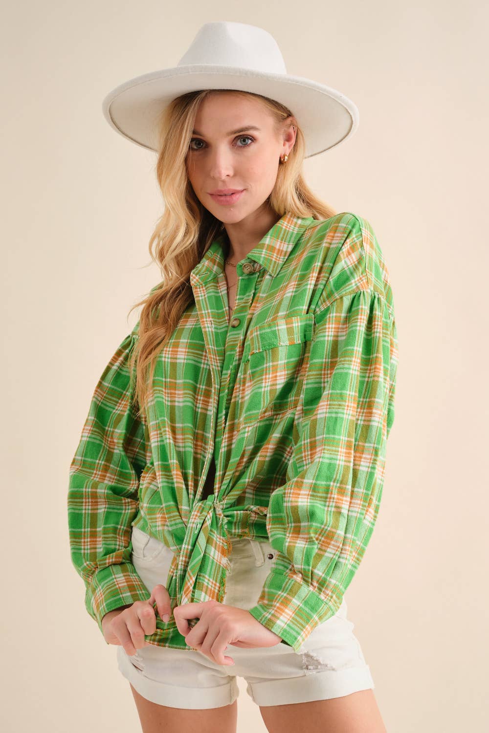 Blue B - Wholesale Button Down Shirt - Women's - 32481T - Cowboy Boots Graphic Back Plaid Oversized Shirt10