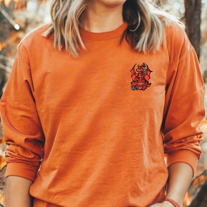 Orange Crewneck Jumper – Welsh Dragon Edition for wholesale by Delilah & Ewe Ltd