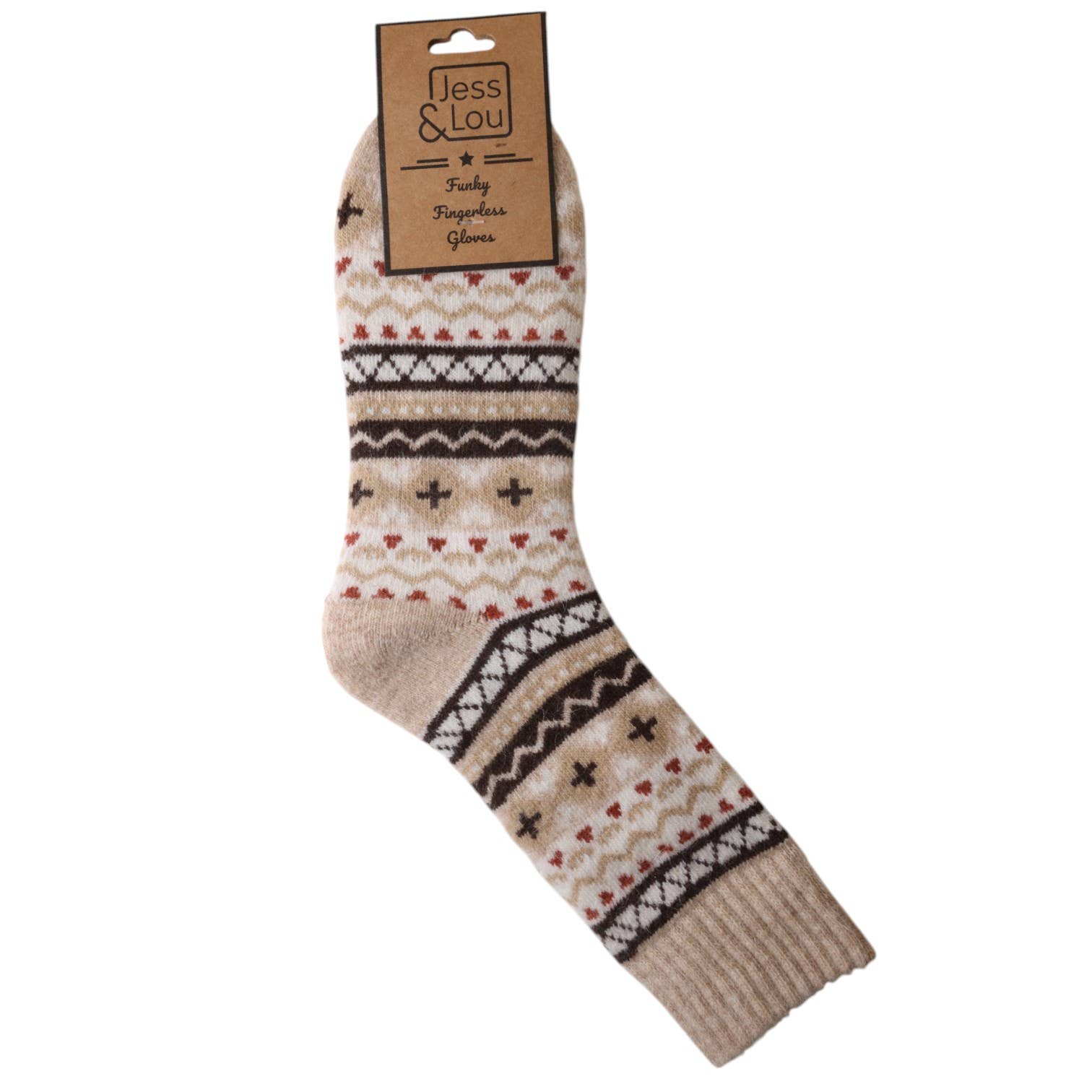 Jess & Lou – wholesale Strumpor - Dam – Nordiska ribbstickade strumpor i beige, modell SL7741