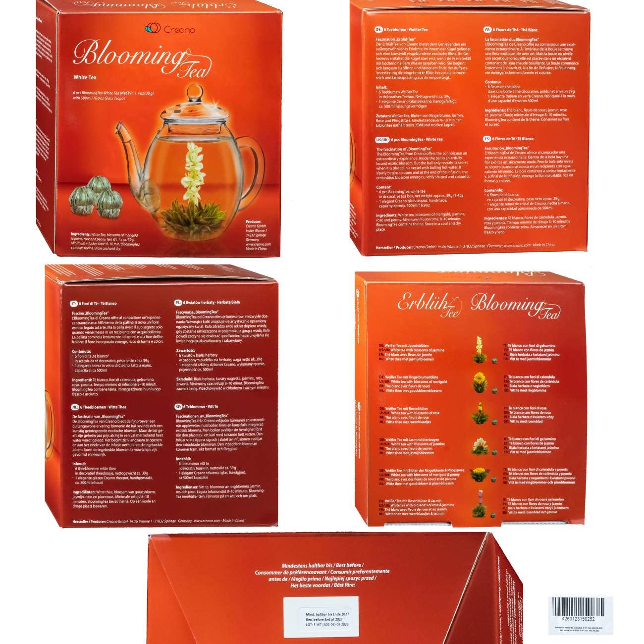 Creano - Wholesale Loose Tea - Creano tea flowers mix - gift set “Blossom Tea” with glass jug9
