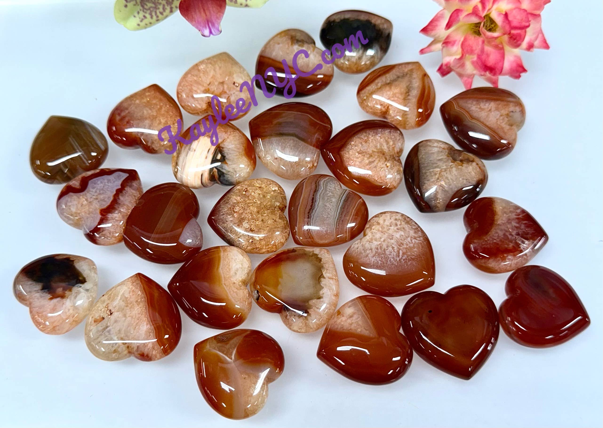 KayleeNYC - Wholesale Spiritual Stone/Crystal - 1 lb 1” Natural Carnelian Heart Crystal Healing Energy4