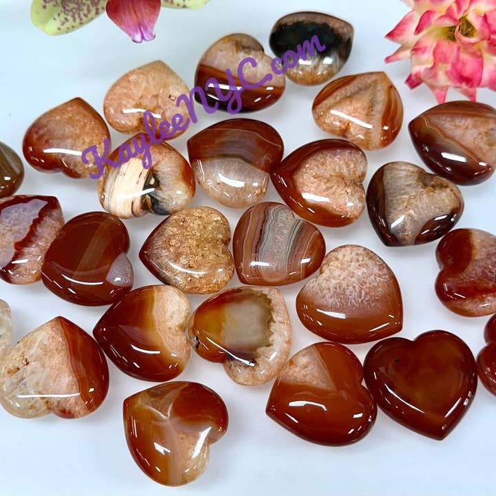 KayleeNYC - Wholesale Spiritual Stone/Crystal - 1 lb 1” Natural Carnelian Heart Crystal Healing Energy4