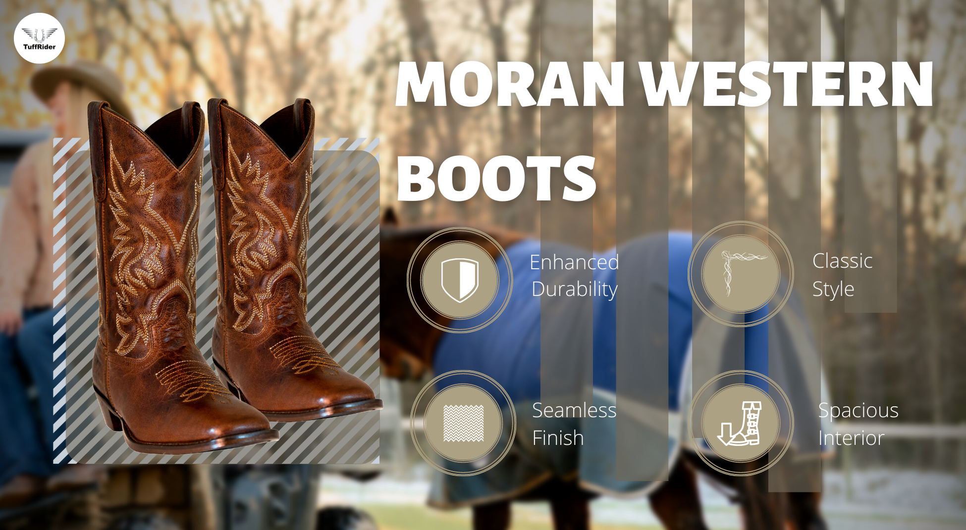 Brown TuffRider Women Moran Leather Square Toe Western Boots for wholesale on Faire5