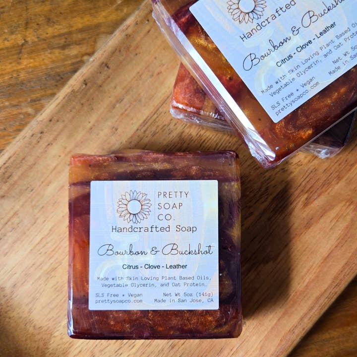 Pretty Soap Co. - Wholesale Bar Soap - Bourbon & Buckshot Handcrafted Soap, Warm Masculine Scent