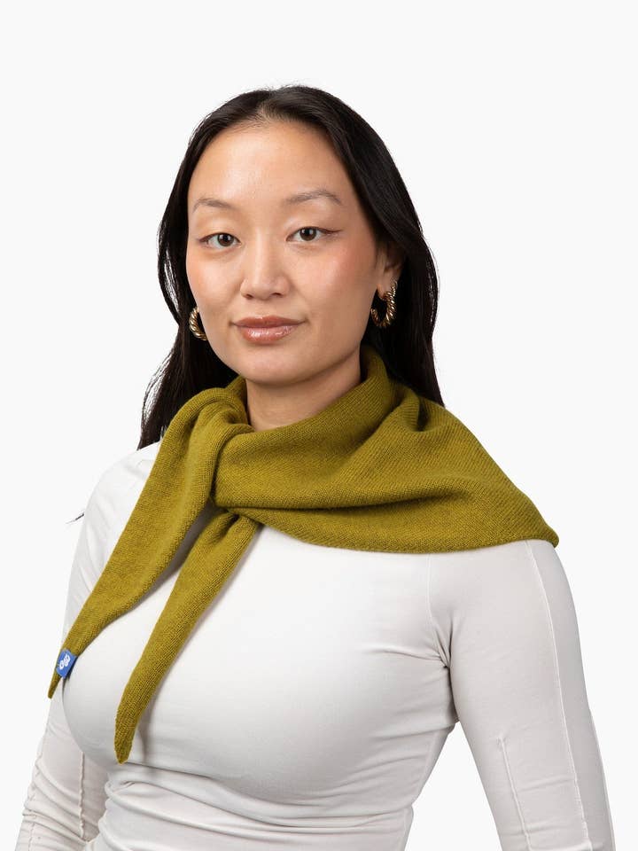 Babs Merino Cashmere Triangle Scarf in Mossy for wholesale by Chicky Dickies