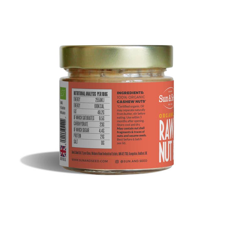 Sun & Seed – wholesale Nut butter – Organic Raw Cashew Nut Butter 200g2