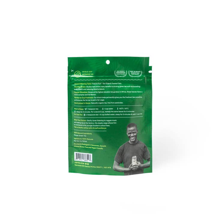 JusTea (No Import Fees to USA) - Vente Thé en vrac - Pochette verticale vert brillant - Thé vert biologique issu du commerce équitable1