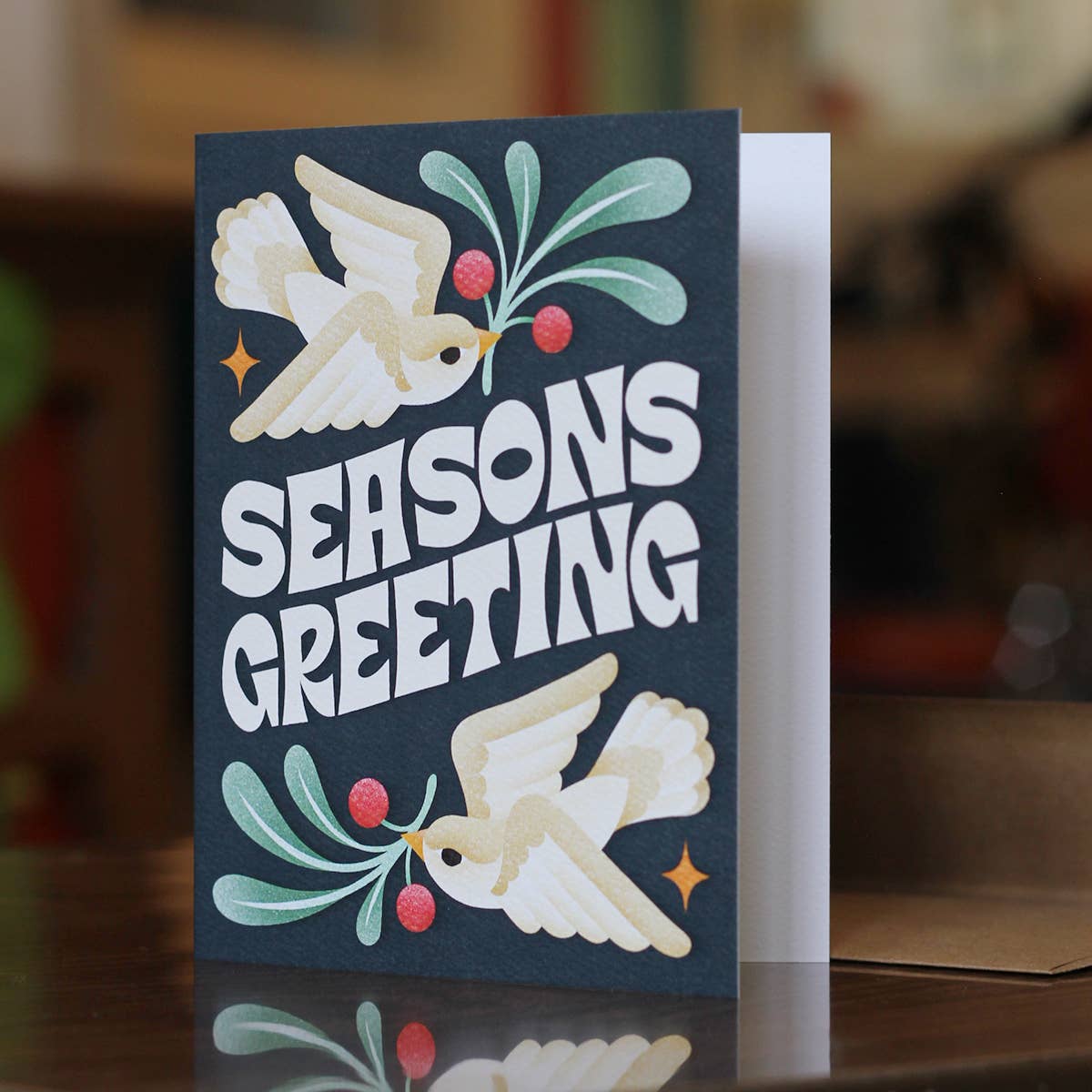 Julie Solvstrom Illustration - Wholesale Christmas Card - Seasons Greetings Birds Christmas Card | Holiday Card3
