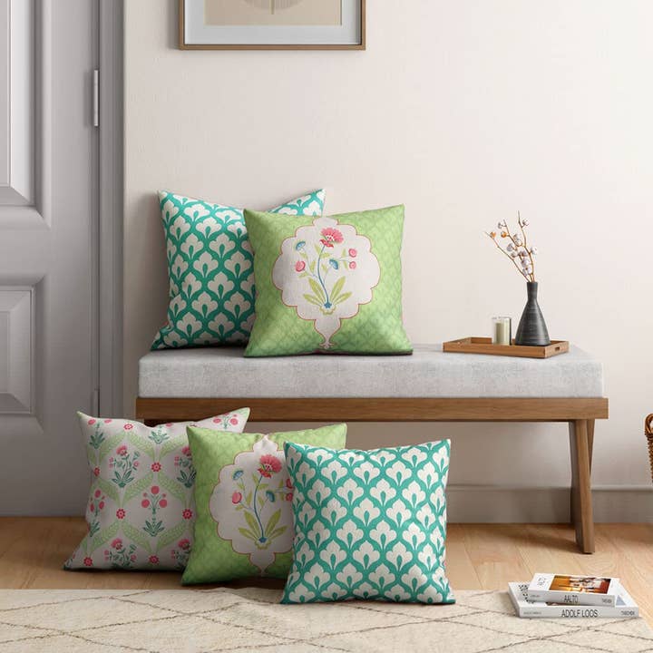 Blooming Dahlia 16" x 16" Satin Blend Cushion Cover Set of 5 for wholesale by GoGlocal