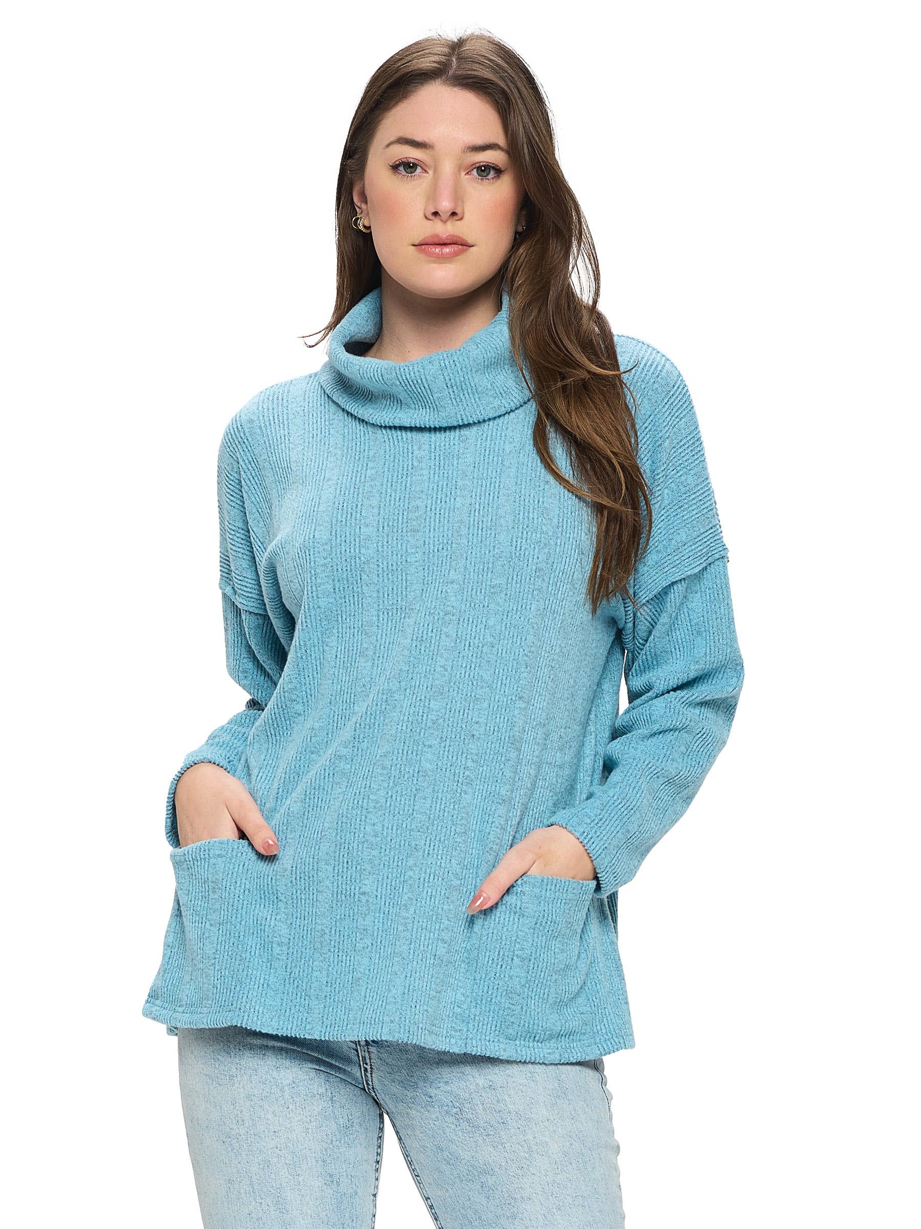 Yak & Yeti - Wholesale Tunic - Women's - SALE Top Turtle Neck Ribbed Oversized (Regular Price $17)1