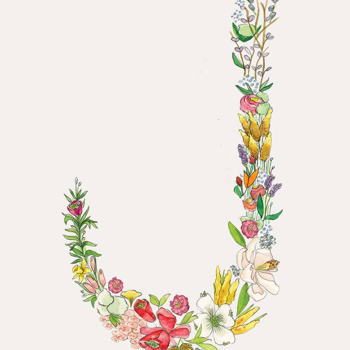 Hattie Darling - Wholesale Stationery/Notecard Set - Floral Monogram Stationery Set - 8 Folded Cards9