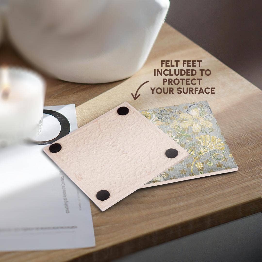 3dRose - Wholesale Coasters - 3dRose, Image of Abstract Star, Flower Design Of Yellow, Gray, Green, Blue, Coaster3