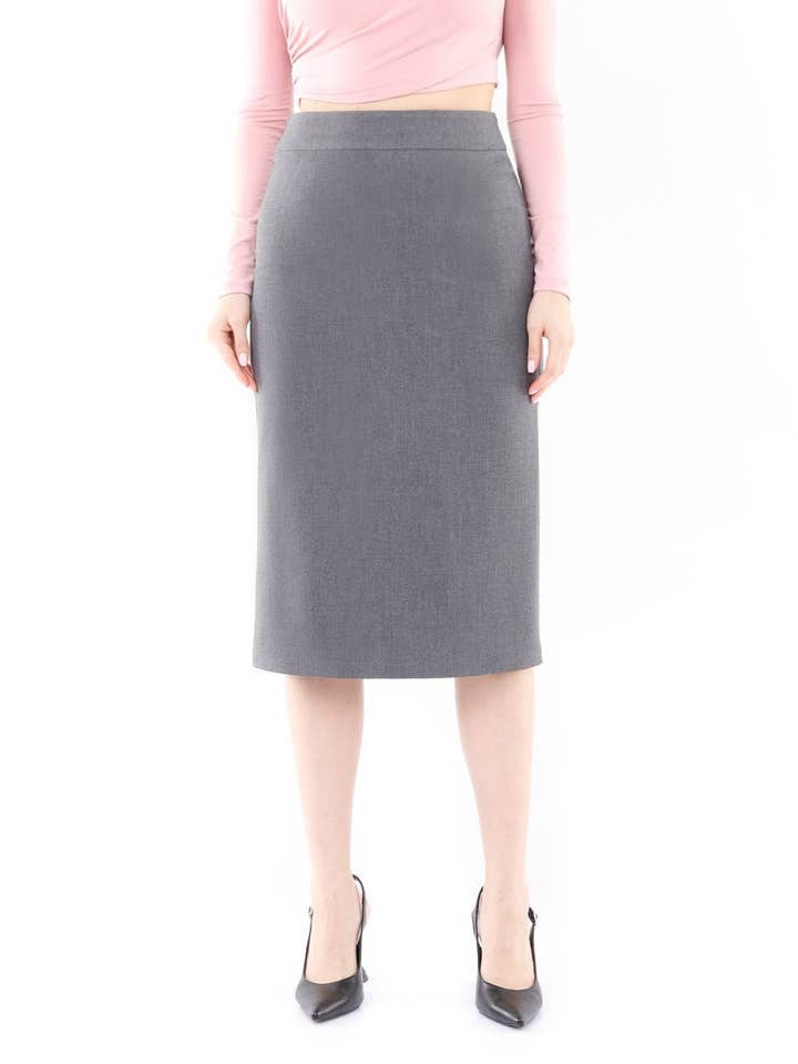 Grijze midi-rok met ventilerende achterkant voor wholesale door G-Line
