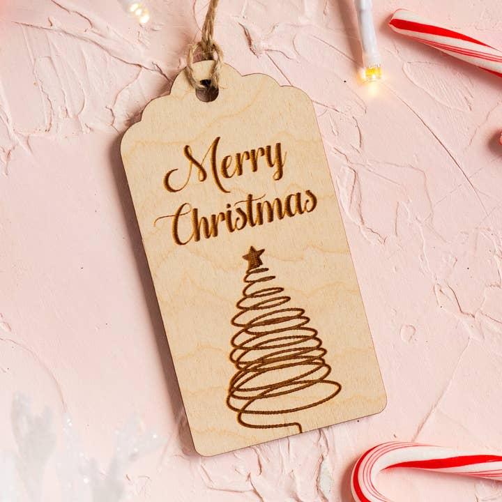 Etiquette cadeau en bois « Joyeux Noël » pour la vente par The Print Pantry