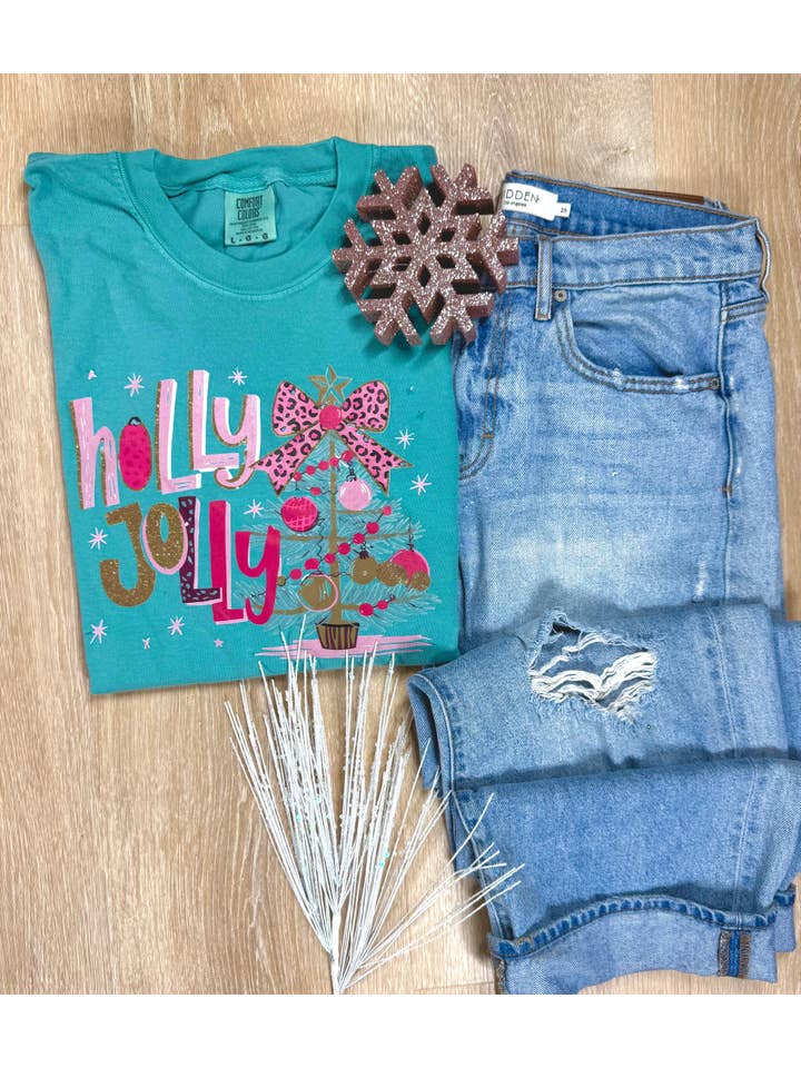 Seafoam Holly Jolly Pinky Kort- eller Langærmet Grafisk T-shirt for engroshandel på Faire1