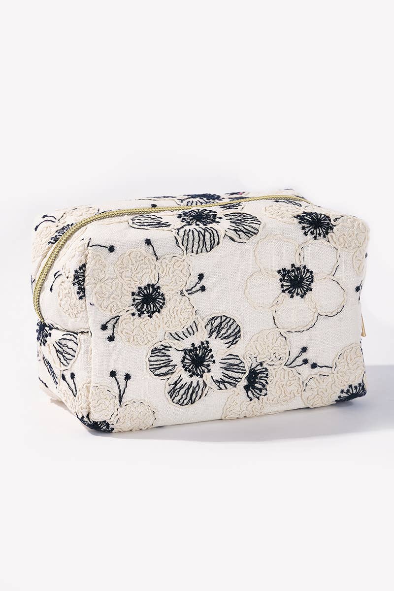 BYREN | ÉLINE L'ATELIER – Bolsa de higiene pessoal - Mulher por atacado – Estojo de maquilhagem com flores bordadas CY231JH0