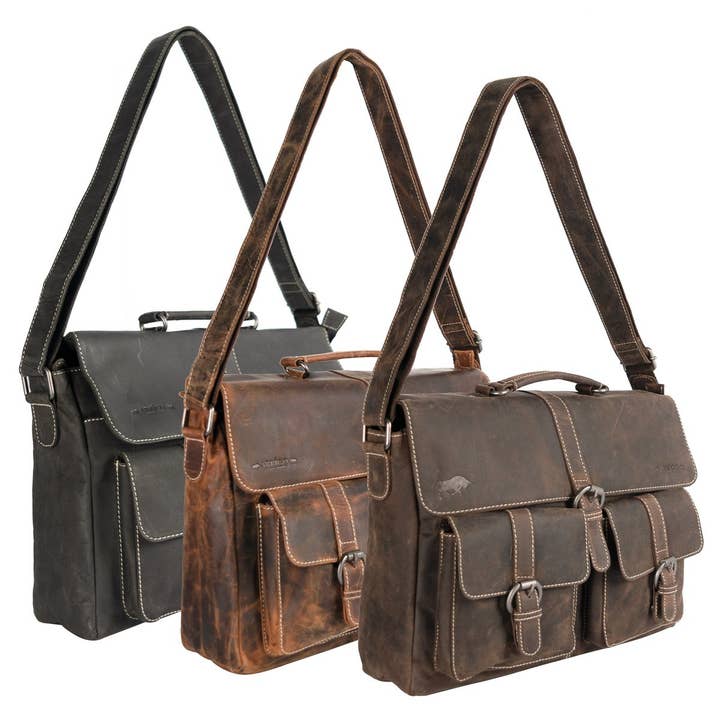 Kuriertasche mit Schultergurt und Griff aus Büffelleder für den Großhandel von Arrigo