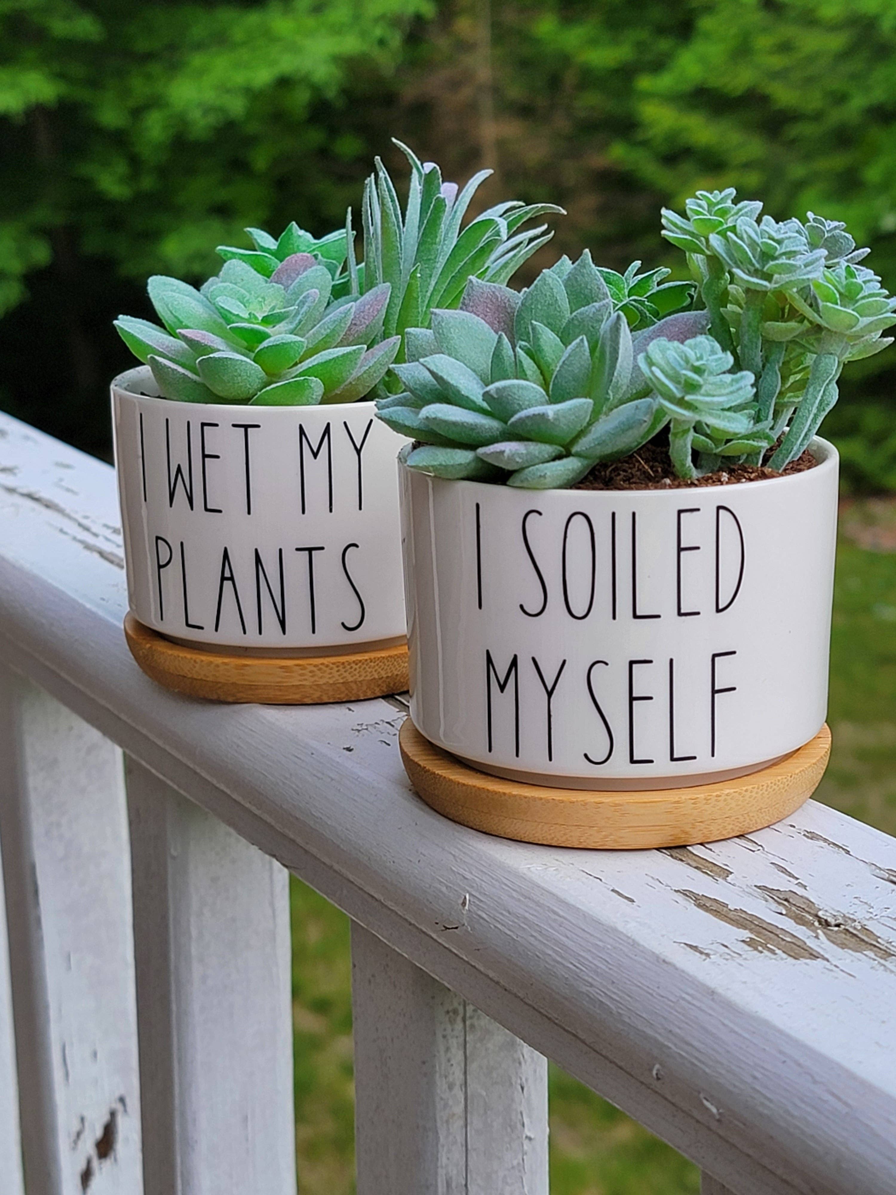 Vulpine Vinyls - Vente Pot - Lot de 2 pots à succulentes « I Soiled Myself » et « I Wet My Plants »4