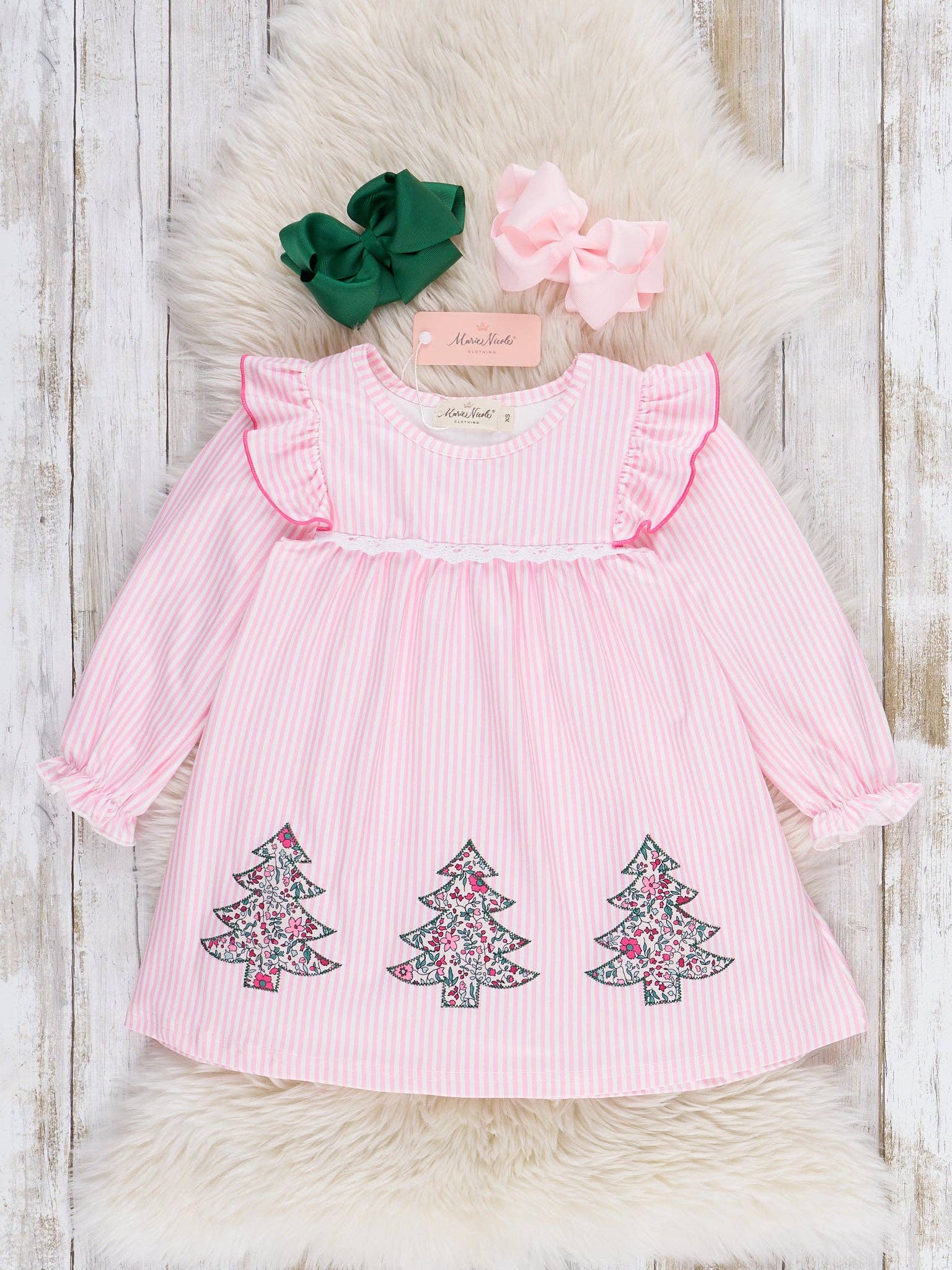 Marie Nicole Clothing - Wholesale Dress - Kids - Christmas Forest Journey Ruffle Dress0