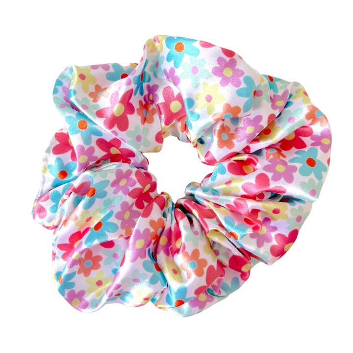 GROOVY FLORAL - Printed Silk Scrunchie for wholesale by Beyond Scrunchies