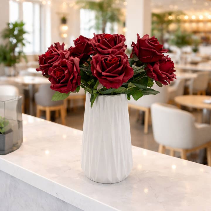 17"-Real Touch Artificial Ingrid Bergman garden Rose for wholesale by Angel Isabella