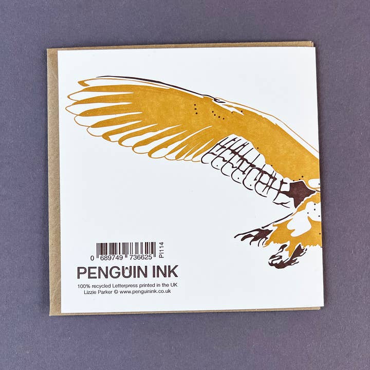 Penguin Ink – wholesale Everyday greeting card – Barn Owl Letterpress Card3