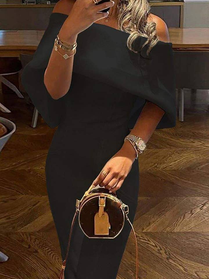 Flarix - Wholesale Dress - Women's - patchwork off the shoulder pencil skirt dresses