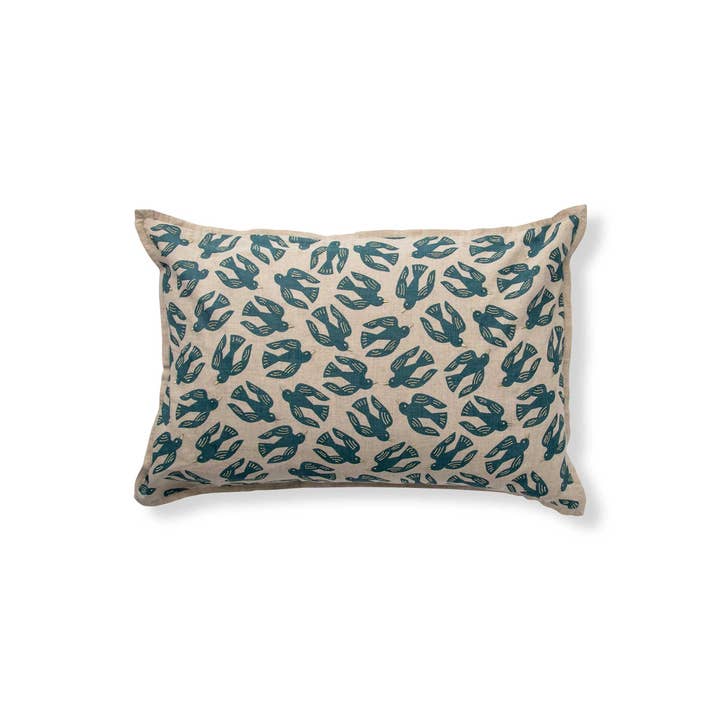 Embroidered Birds Aqua Pillow for wholesale by LOOMY Home