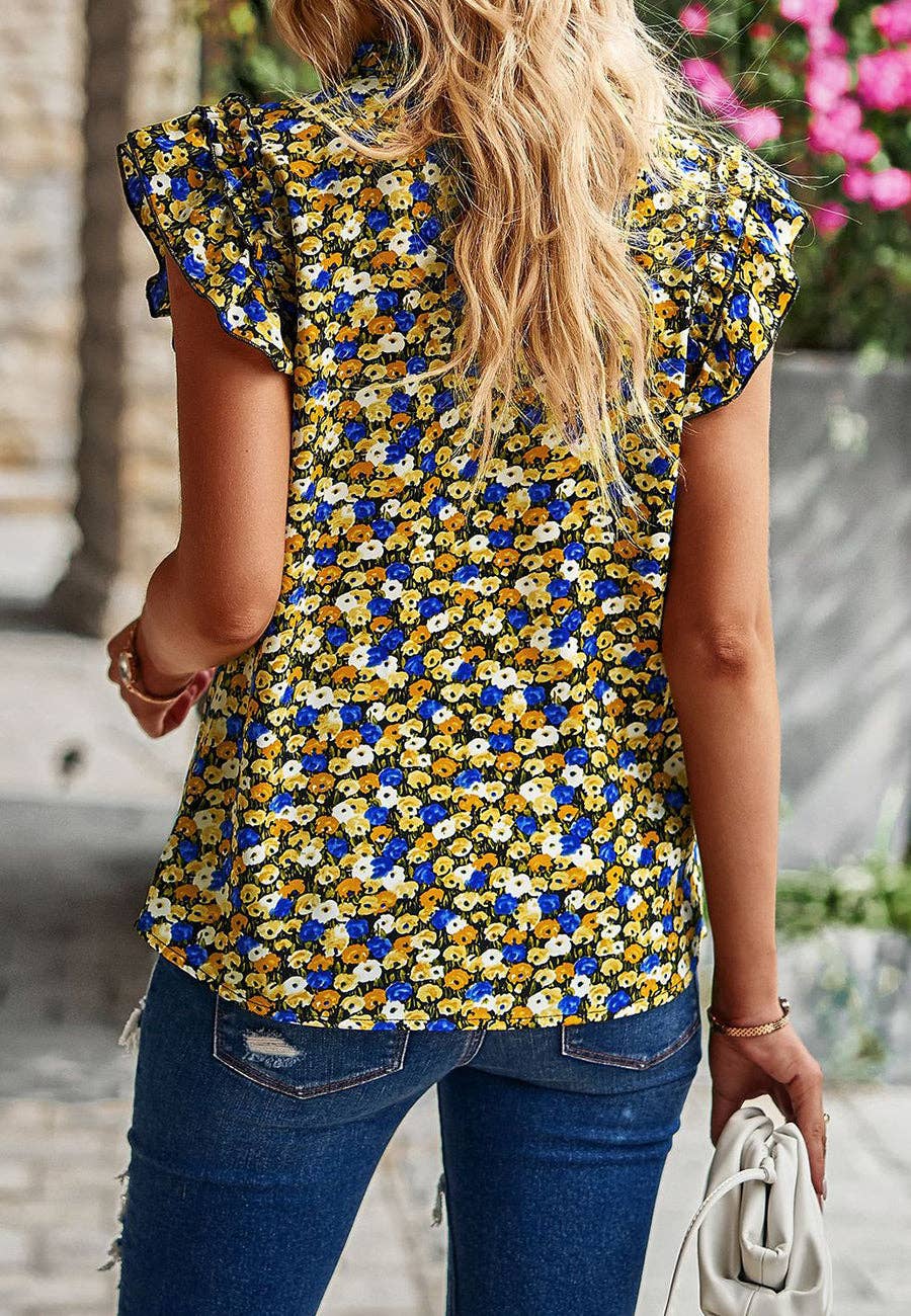 Anna Kaci Wholesale - Vente Chemisier – femme - Blouse fendue à encolure en V et manches volantées5