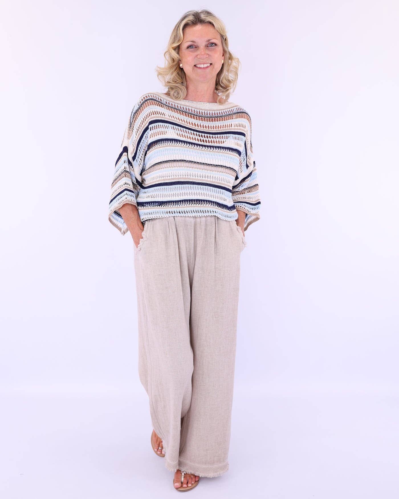 Cadenza Italy Ltd - Wholesale Knit Top - Women's - Cotton Blend Sienna Stripey Top11