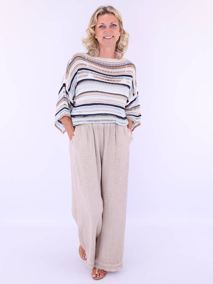 Cadenza Italy Ltd - Wholesale Knit Top - Women's - Cotton Blend Sienna Stripey Top11