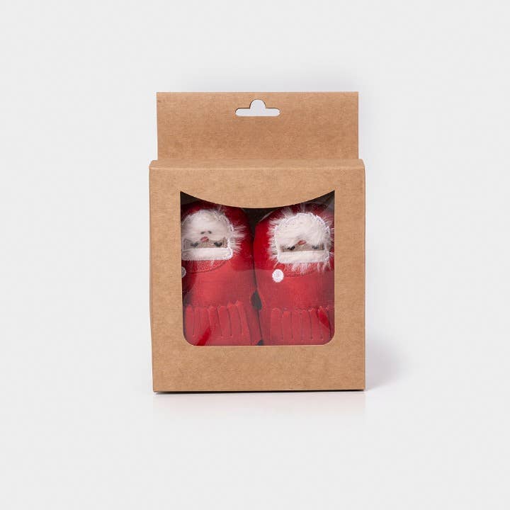 Omnis Pura - Wholesale Booties – Baby - Christmas Baby Boy Fabric Booties – Santa Design1