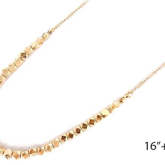 Ketting - Gouden korte octagon W kraal voor wholesale door Flirt Jewelry