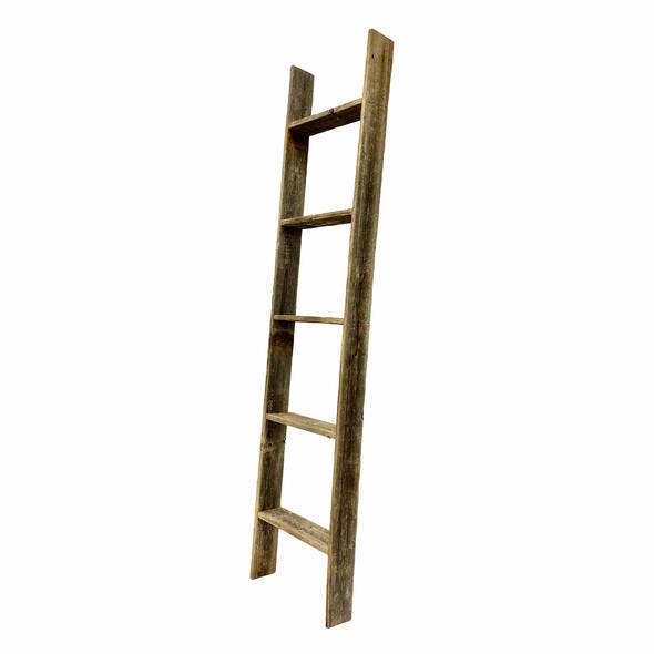 5 Step Rustic Weathered Grey Wood Ladder Shelf 5 Step Rustic Weathered Grey Wood Ladder Shelf