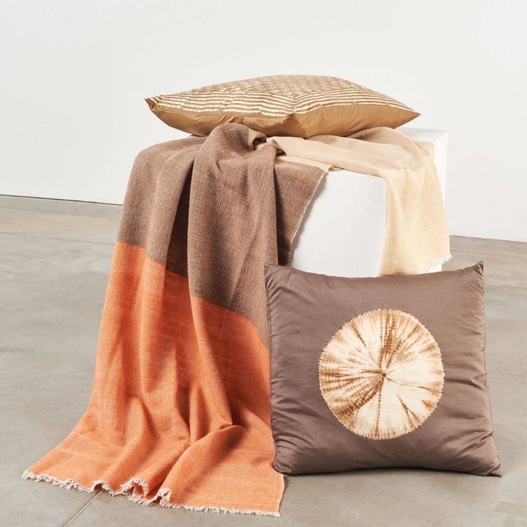 Orange Chestnut Soft Merino Linen Handloom  Throw / Blanket for wholesale on Faire8