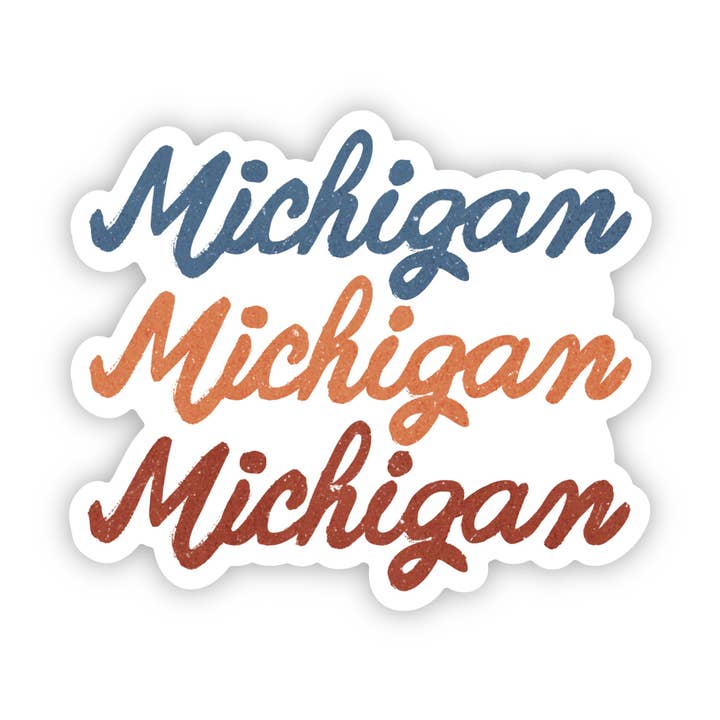 Michigan Text Sticker for wholesale by Big Moods