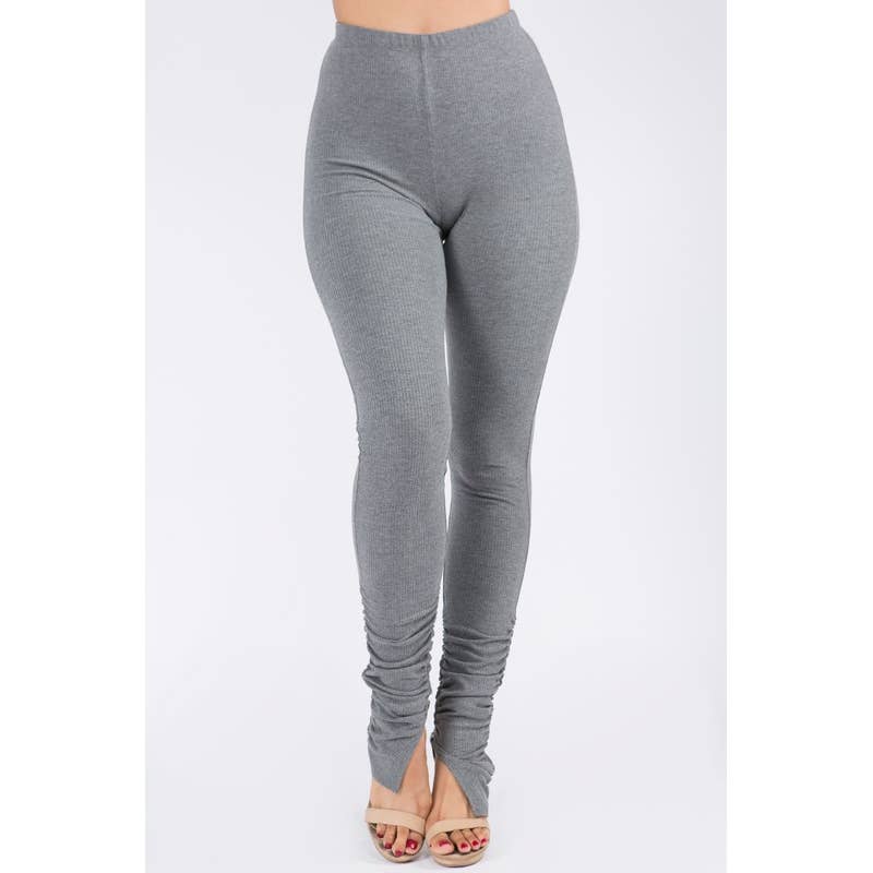 Uptown Apparel - Wholesale Fashion Leggings - Women's - B10613 Ribbed Ankle Ruched Leggings12