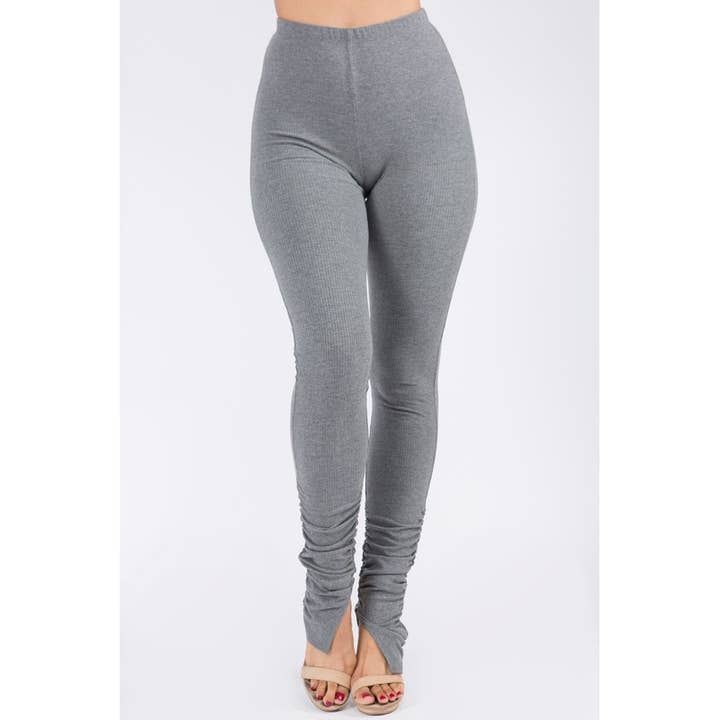 Uptown Apparel - Wholesale Fashion Leggings - Women's - B10613 Ribbed Ankle Ruched Leggings12