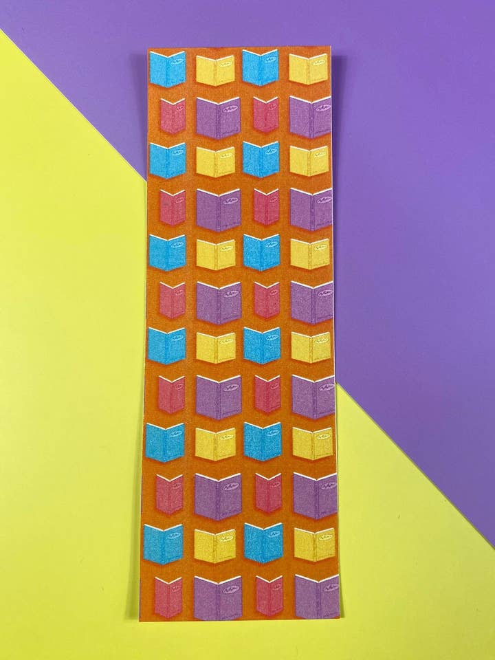 Book Club Farverige bøger Orange Mønster Lamineret Bogmærke for engroshandel hos Made Line Designs