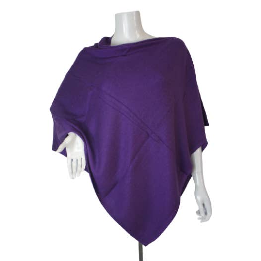 NURBU INC. - Wholesale Poncho - Dames - Poncho met zijhals van kasjmier (paars) CRP10